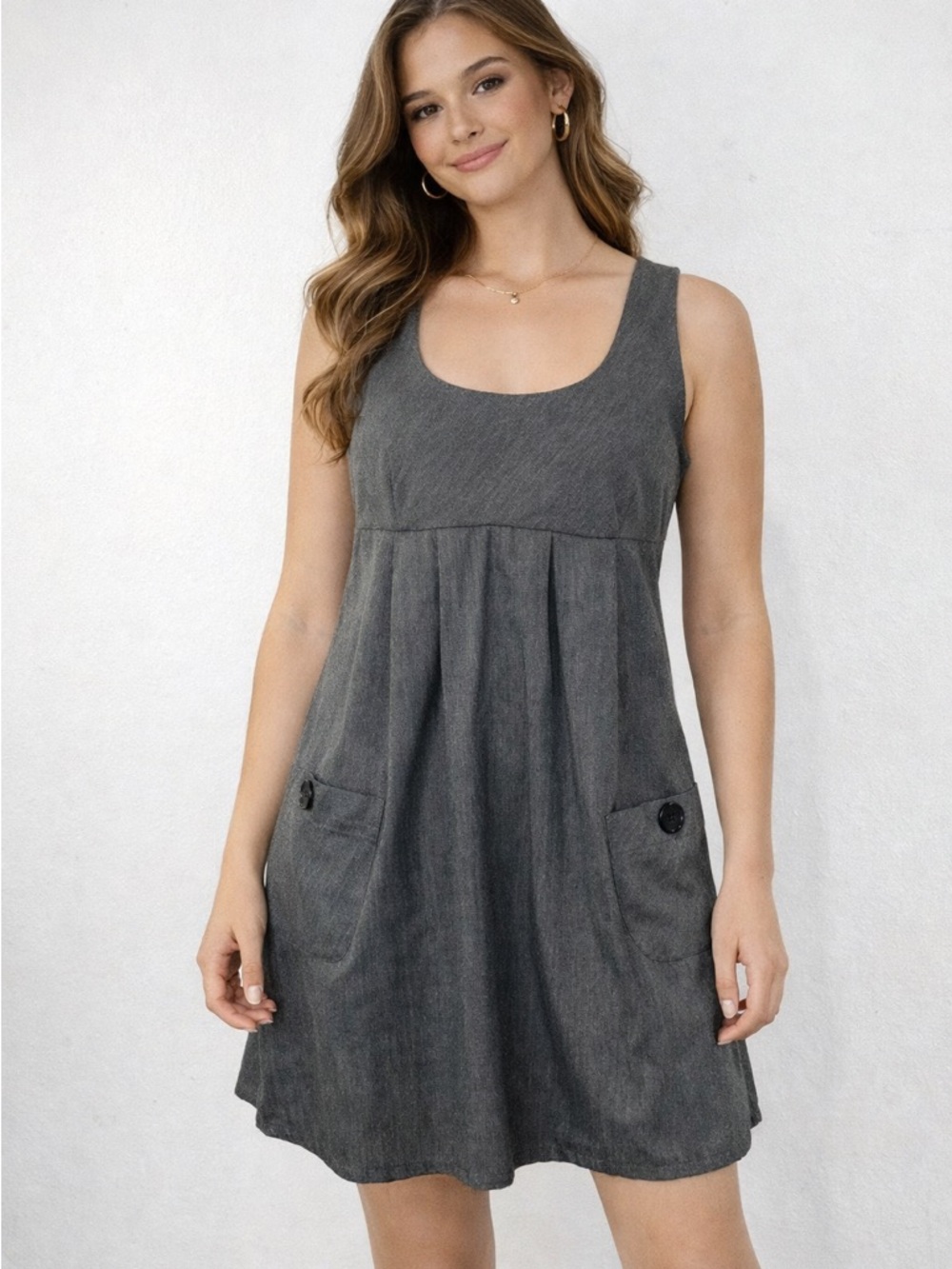 NWT Vintage SO Gray Babydoll Dress Size Medium Retro Y2K Style
